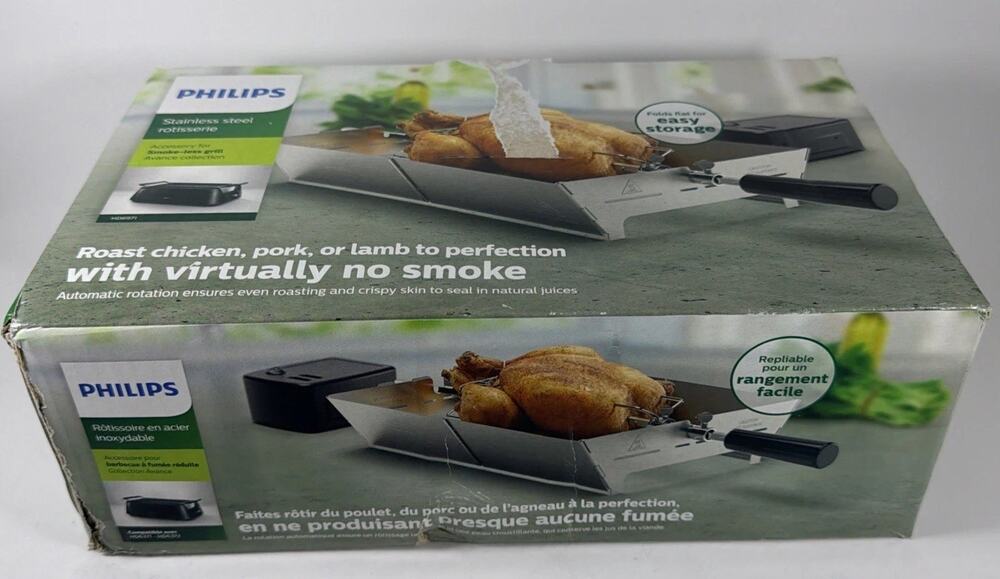 Philips Rotisserie Attachment for Avance Indoor Smoke-Less Grill New Open Box